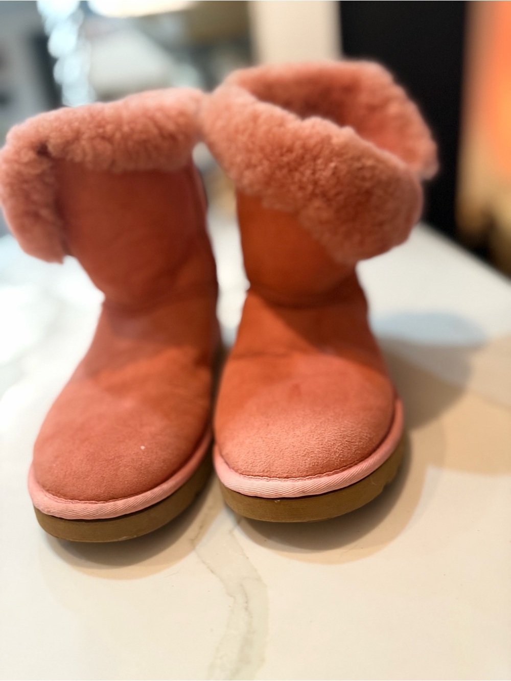 Ugg Pink Bailey Button short  boot